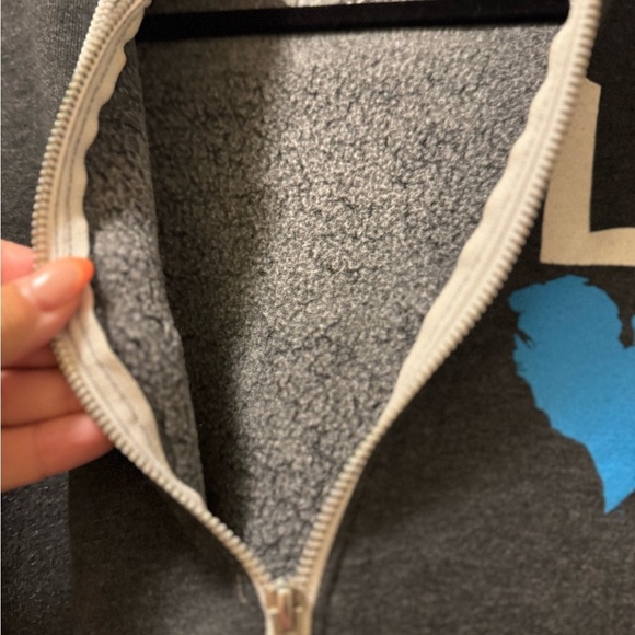 Gray Zip-Up Hoodie with Love Michigan Graphic - Picture 6 of 9